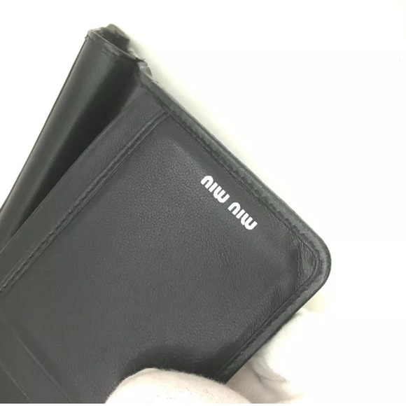Authentic MIU MIU Matelasse Bijou Logo Gather Leather Trifold Wallet - Picture 7 of 13